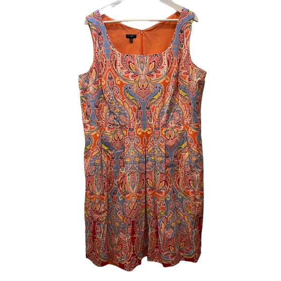 Talbots Dresses & Skirts - Talbots size 16W Women's Orange Playful Paisley Print Sleeveless Casual Dress
